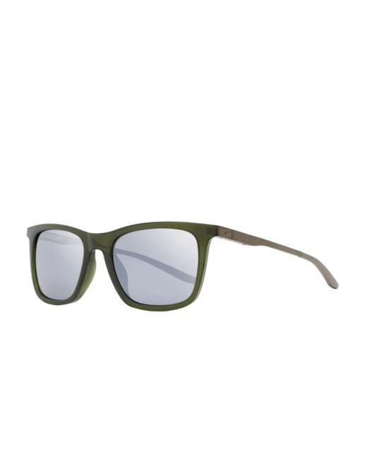 Nike Gray Rectangular Metal-Temple Sunglasses