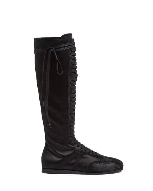 Ann Demeulemeester Black Pixie Lace-Up Thigh-High Boots