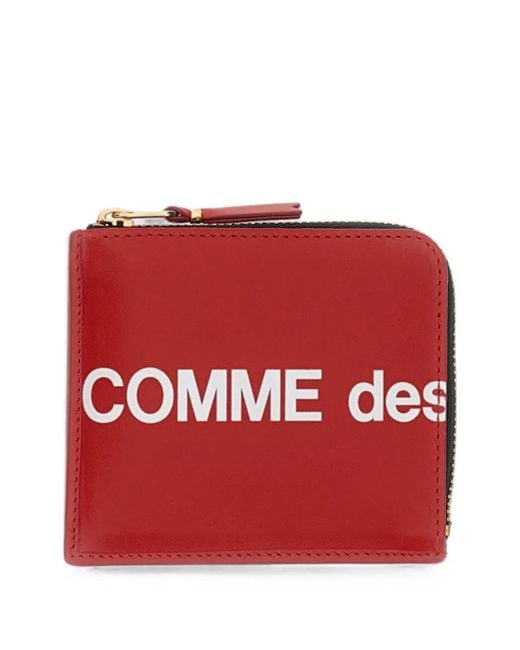 COMME DES GARÇONS PLAY Red Logo-Print Leather Wallet for men