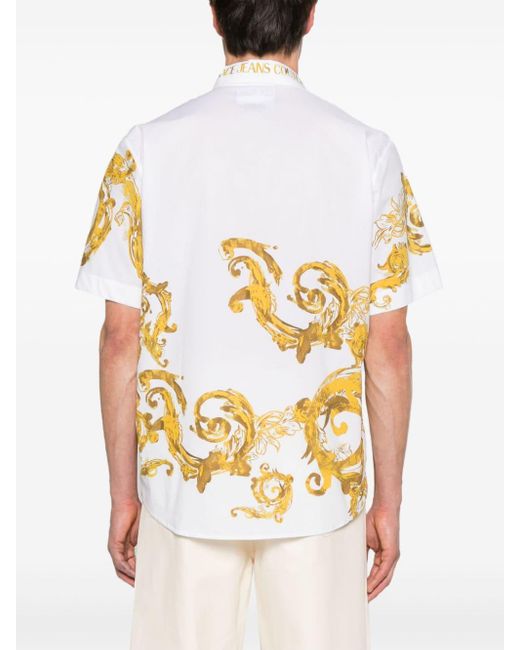 Versace Metallic Watercolor Couture-print Cotton Shirt for men