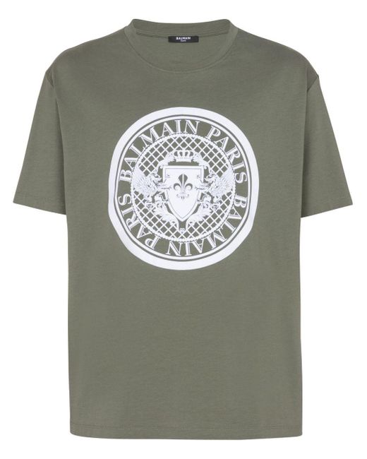 Camiseta con estampado Coin Balmain de hombre de color Gray