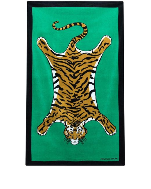 Jonathan Adler Green Badetuch mit Tiger-Print