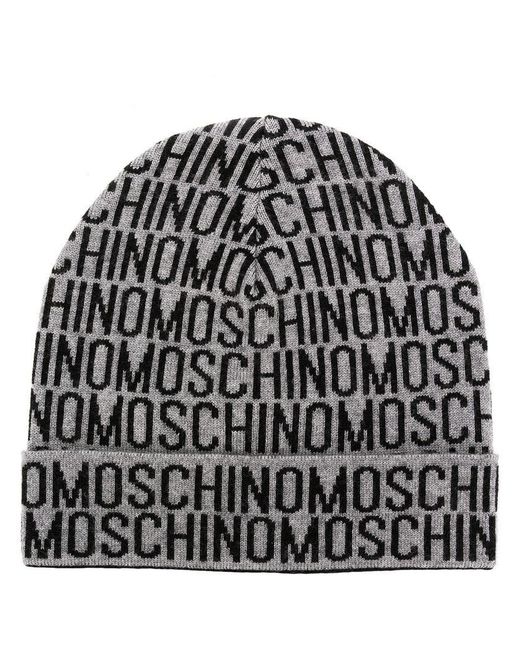Moschino Wool All Over Logo Beanie in 