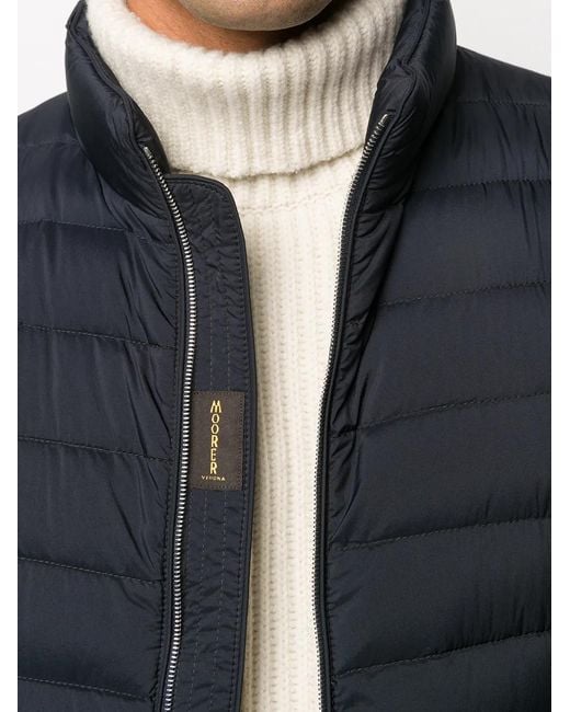 Moorer Blue Padded Zip-Up Gilet for men