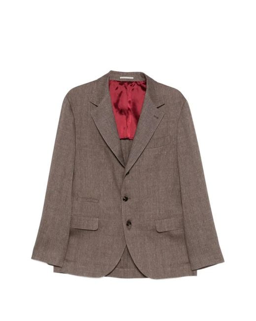 Brunello Cucinelli Brown Flap-Pocket Blazer for men