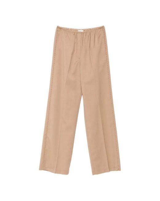 Forte_forte White Bead-Embellished Wide-Leg Trousers