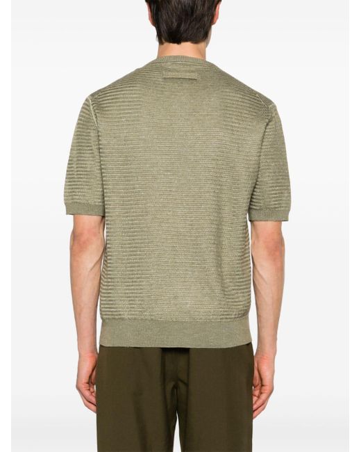 Zegna Green Short-sleeve Ribbed-knit T-shirt for men