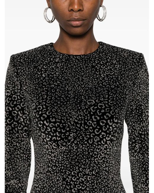 Genny Black Animalier Velvet Mini Dress