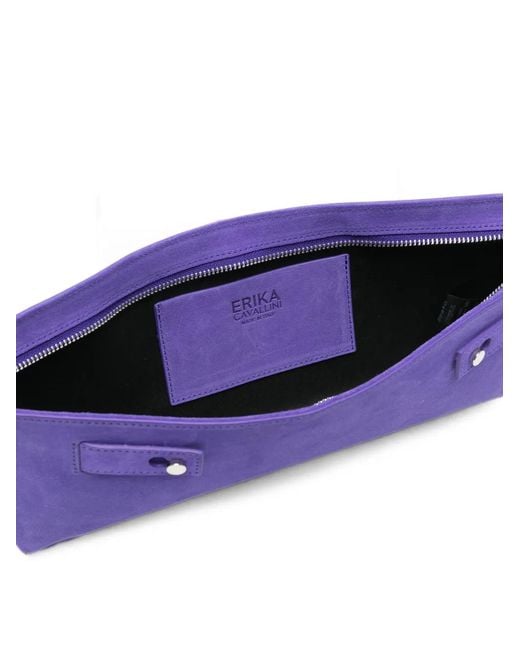 Erika Cavallini Semi Couture Purple Suede Clutch Bag