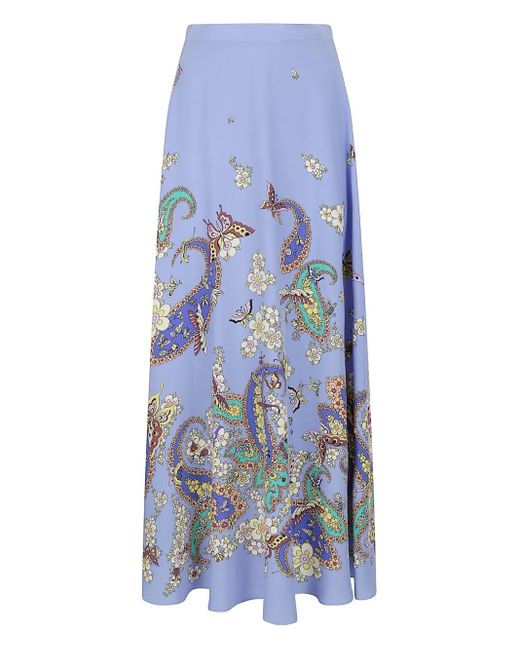 Etro Midi-Rok Met Paisley-Print in het Blue