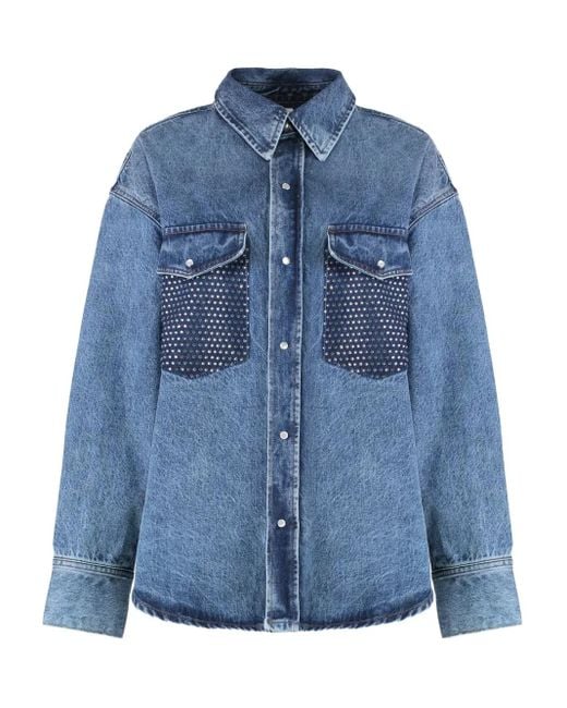 Lois Blue Mia Rhinestone-Pocket Shirt