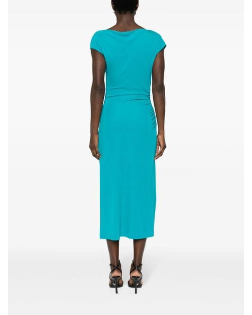 Alberta Ferretti Blue Cowl-Neck Midi Dress