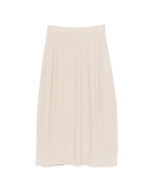 Antonelli White Knitted Sequin Skirt
