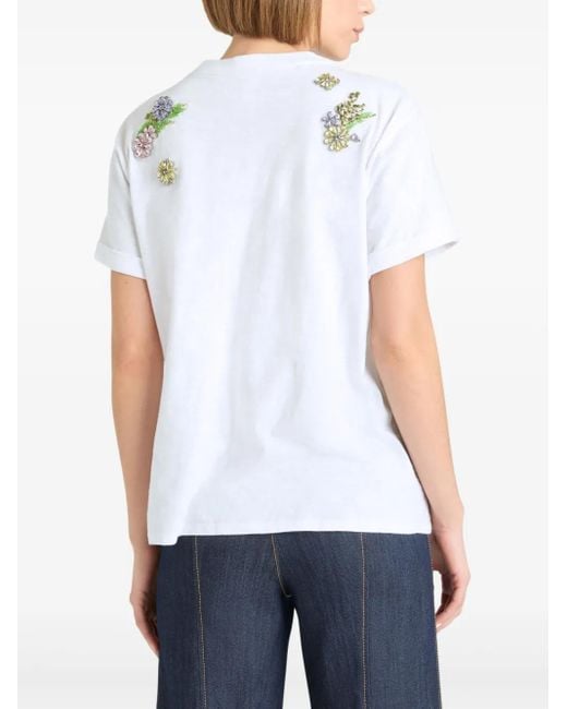 Cinq À Sept White Crystal-Embellished T-Shirt