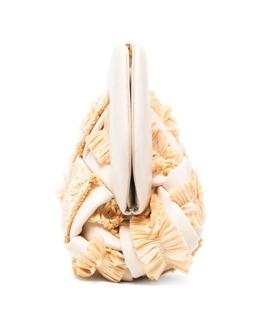 THEMOIRÈ Natural Medium Bios Fringed Clutch Bag