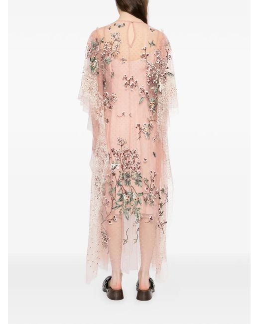 Biyan Pink Floral-Embroidered Dress
