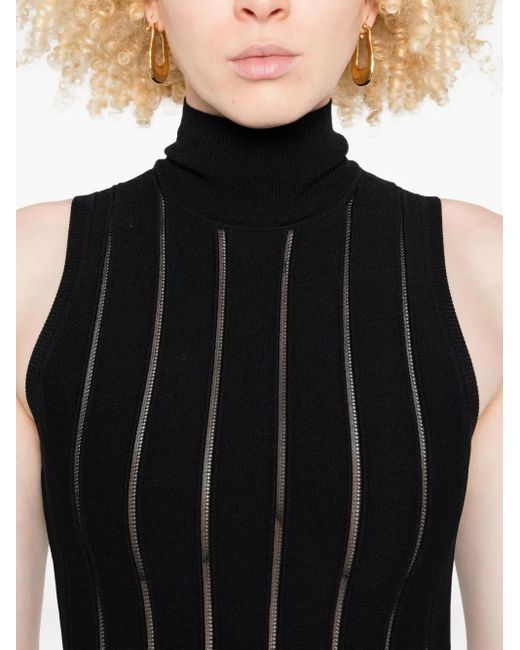Abito A Coste Con Collo Alto di Elisabetta Franchi in Black