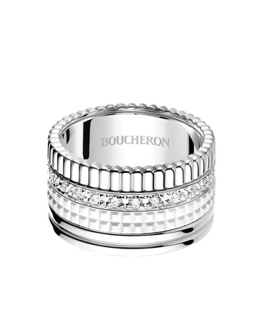 Boucheron Quatre Double ダイヤモンド リング 18kホワイトゴールド Gray