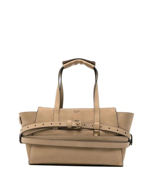 Moschino Natural Tie Me Buckle-Detail Shoulder Bag