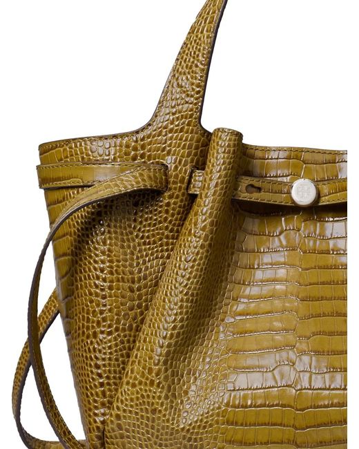 Tory Burch Metallic Small Romy Croc-Embossed Tote Bag
