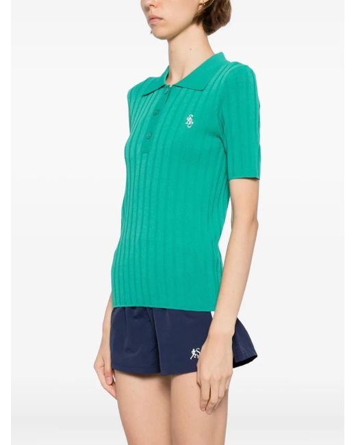 Sporty & Rich Green Src Ribbed Polo Top