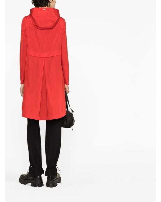 Herno Red Techno Taffeta Drawstring-Hood Parka