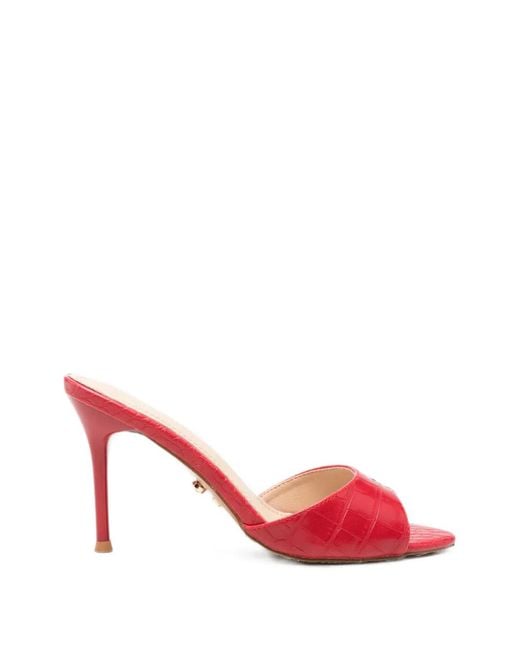 Twentyfourhaitch Pink Brandinchi Croc-Effect Stiletto Sandals