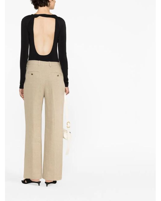 Jil Sander Black Open-Back Long-Sleeved Bodysuit