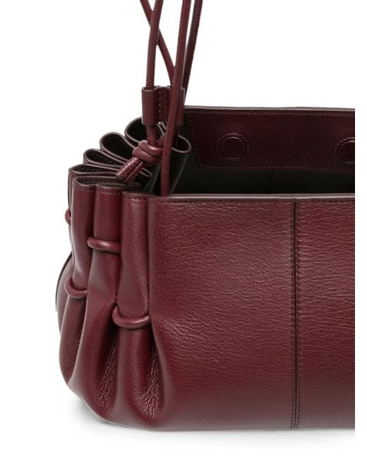 Hereu Purple Ruched Leather Tote Bag