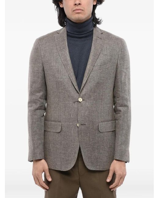 Corneliani Gray Single-Breasted Flap-Pocket Blazer for men