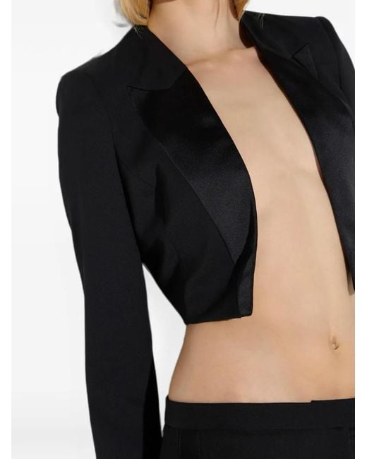 Elisabetta Franchi Black Gabardine Tuxedo-Style Jacket