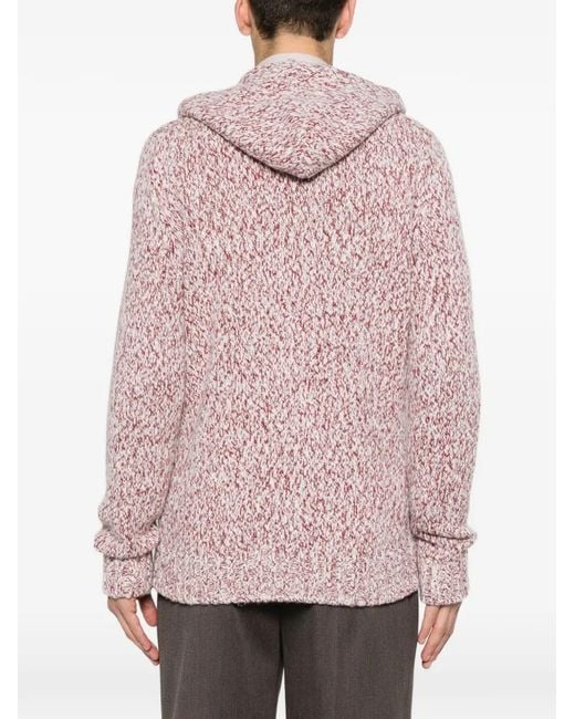Eleventy Pink Zip-Up Hood Cardigan for men