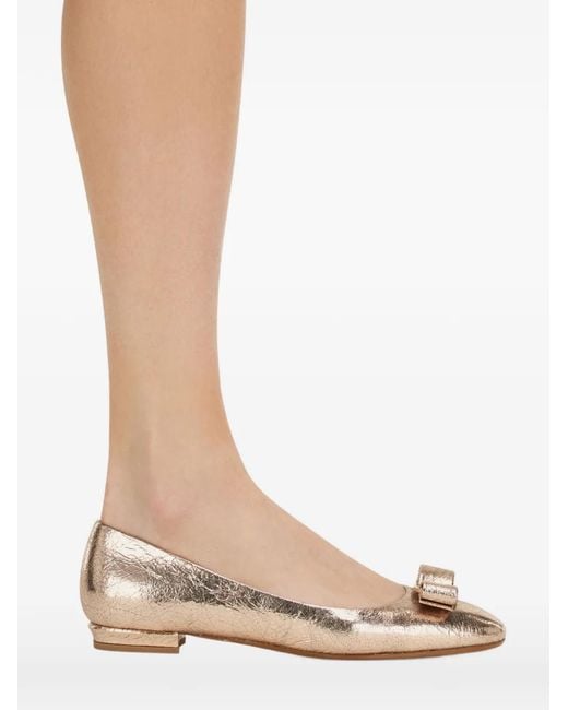 Ferragamo Natural Vara Bow Ballet Flats