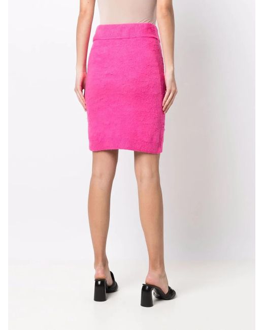 Helmut Lang Pink Textured Knit Pencil Skirt