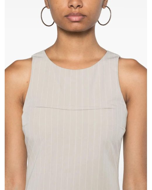 Patrizia Pepe White Pinstripe-Pattern Midi Dress