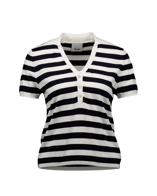 Allude レディース ブラック ストライプ トップ 【公式通販】