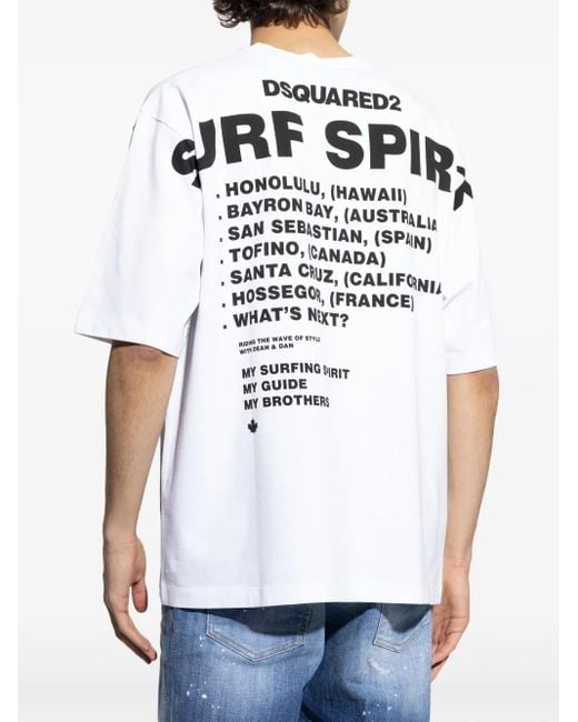 Camiseta con estampado gráfico DSquared² de hombre de color White