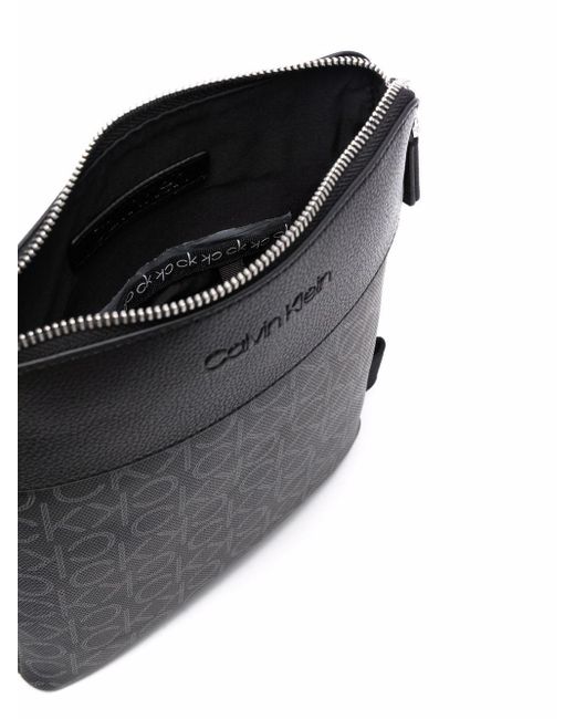 Calvin Klein monogram-print Zipped Messenger Bag - Black