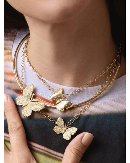 Tanya Farah Metallic Butterfly Diamond Necklace