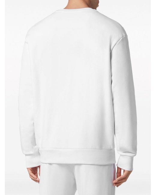 Philipp Plein White Logo-appliqué Crew-neck Sweatshirt for men