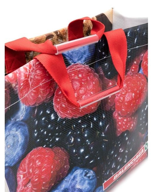 Balenciaga Red Multicolour Bread Print Tote Bag - Men's - Fabric/calf Leather for men