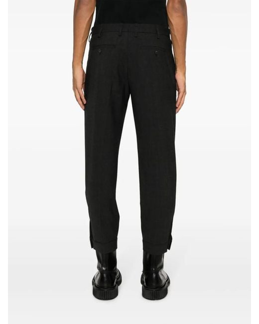 Neil Barrett Black Cropped Gabardine Tapered Trousers for men