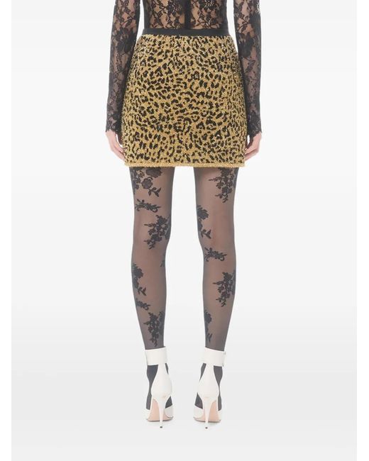 Valentino Garavani Metallic Jacquard Animal Print Lurex Knit Short Skirt