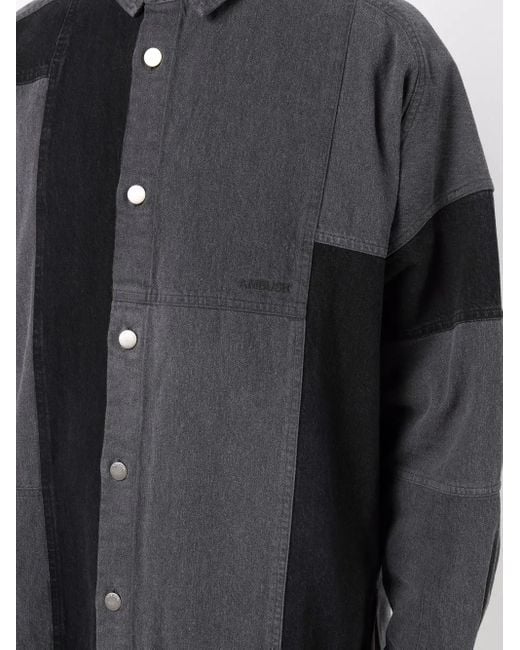 Ambush Black Patchwork Denim Shirt for men