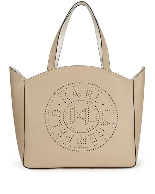 Karl Lagerfeld Natural K/circle Perforated-logo Tote Bag