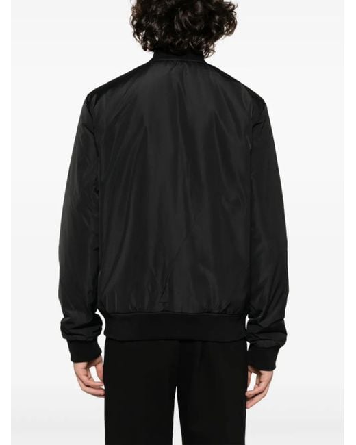 EA7 Black Logo-Patch Zip-Up Bomber Jacket for men