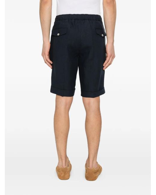 Arte' Black Drawstring Pleated Shorts for men
