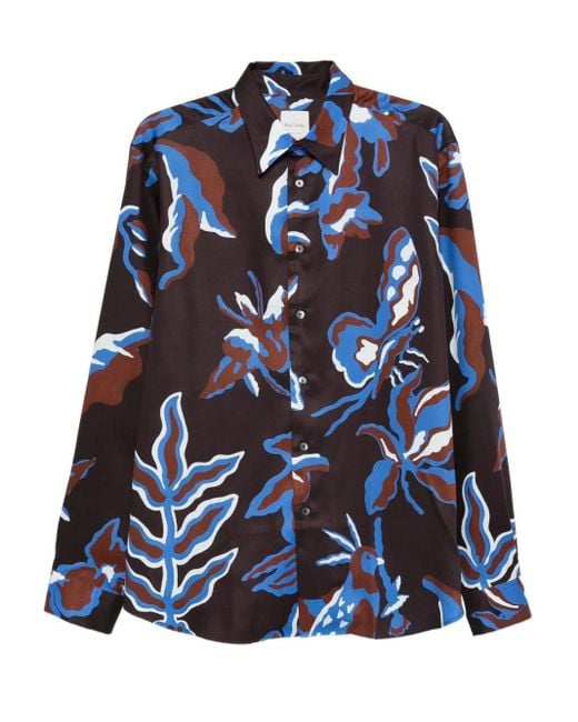 Paul Smith Blue Geometric-Print Shirt for men