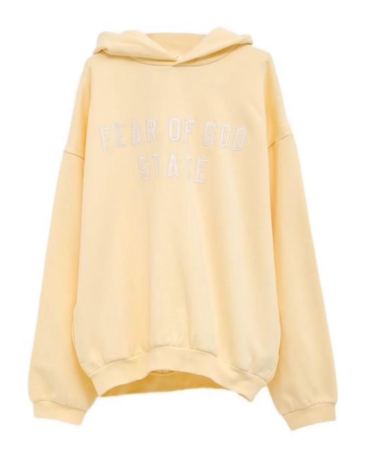 Fear Of God Natural Embroidered-Logo Hoodie for men