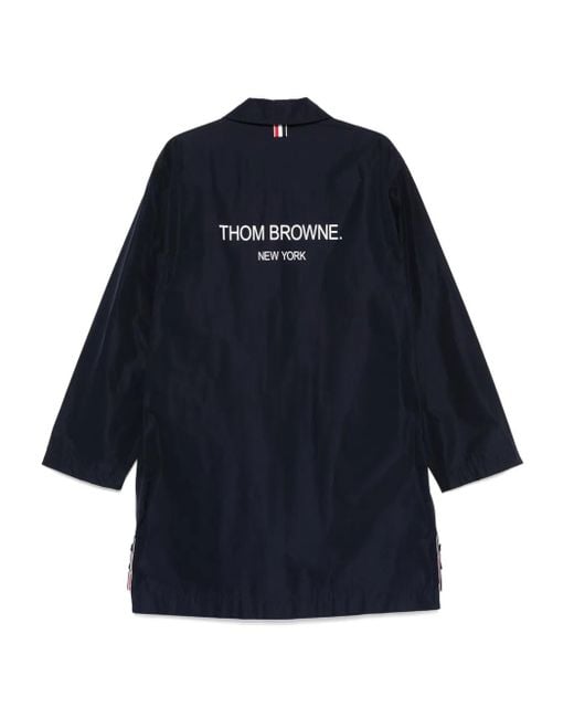 Thom Browne Blue Logo-Print Parka for men